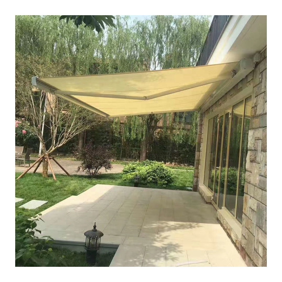 Motorized Uv Polyester Retractable Patio Awnings Retractable Canopies Sunshade Shelter Adjustable Terrace Outdoor Shade