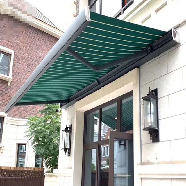 Outdoor Full Box Electric Telescopic Awning Automatic Remote Control Aluminum Alloy Awning Patio Balcony Canopy Easily Assembled