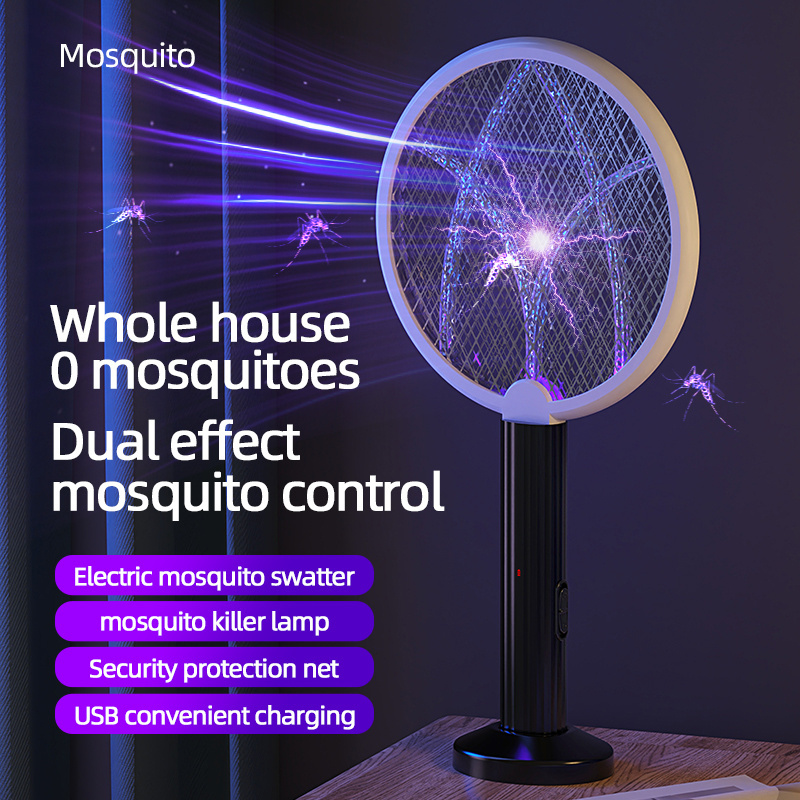 Hot Sale Pest Control USB Mosquito Cloverleaf UV Electric Mosquito Bat Fly Swat with Base Rechargeable Exterminator Mosquito