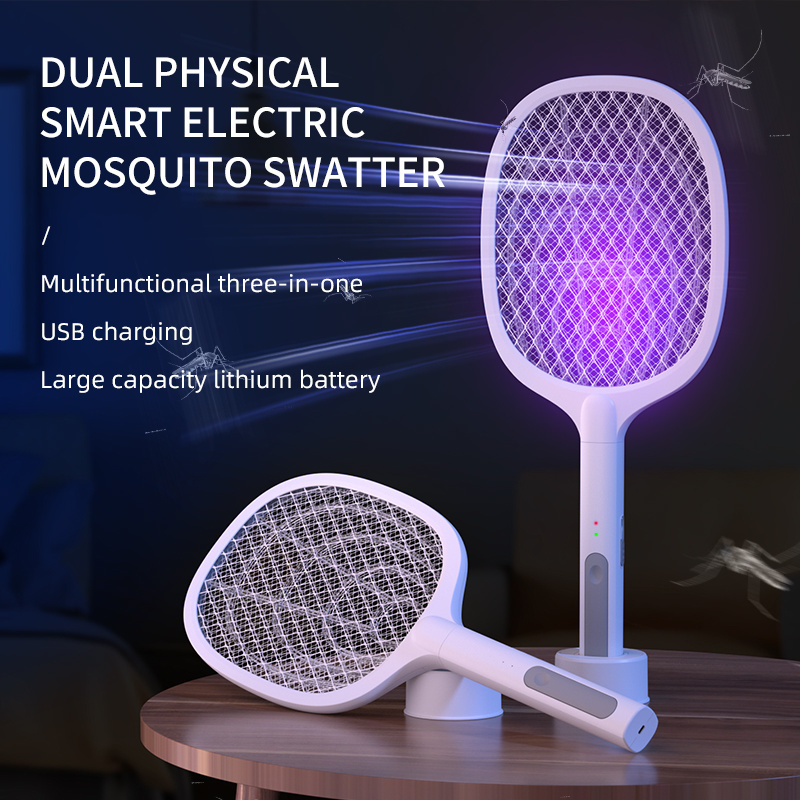 High quality 2-in-1 electric fly swatter light-emitting diode light rechargeable mosquito killer mosquito lamp mosquito killer