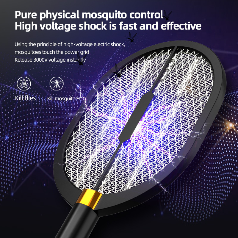 Summer hot sale handheld hanging three-in-one exterminator racket electric fly bat fly rechargeable mosquito swatters