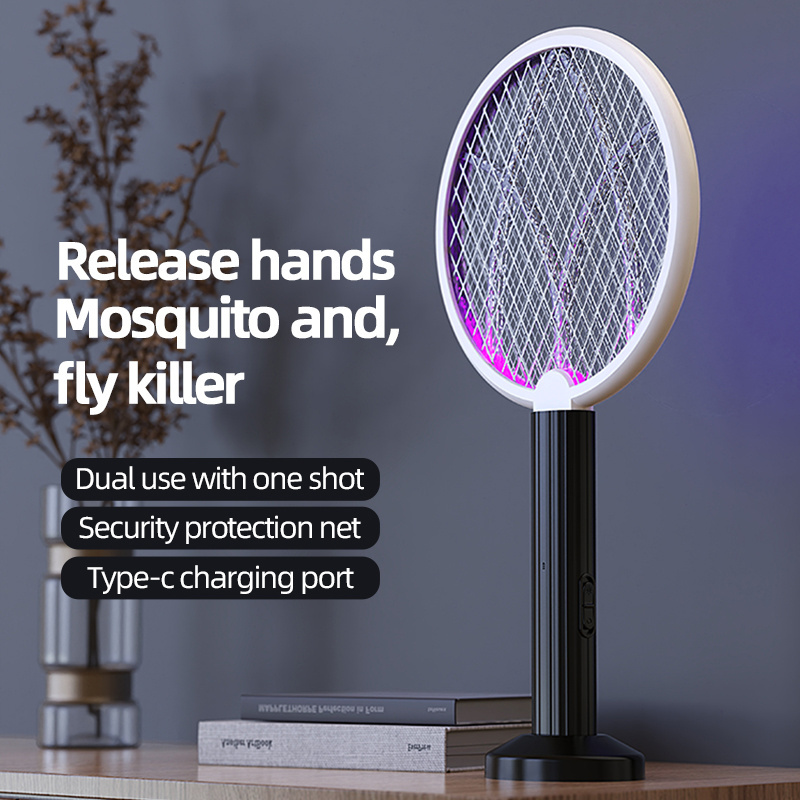 Hot Sale Pest Control USB Mosquito Cloverleaf UV Electric Mosquito Bat Fly Swat with Base Rechargeable Exterminator Mosquito