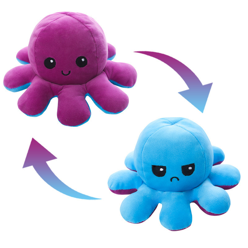 DAIHE Hot Selling Factory Cheap Stuffed Animals Toys Octopus Flip Funny Reversible Plush Octopus Pillow