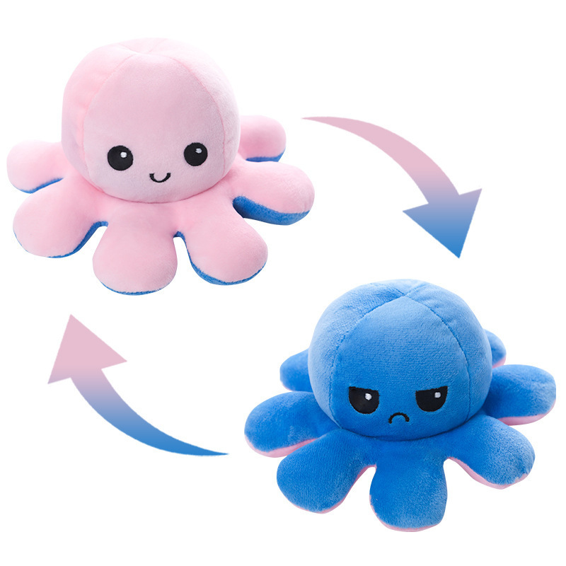 DAIHE Hot Selling Factory Cheap Stuffed Animals Toys Octopus Flip Funny Reversible Plush Octopus Pillow