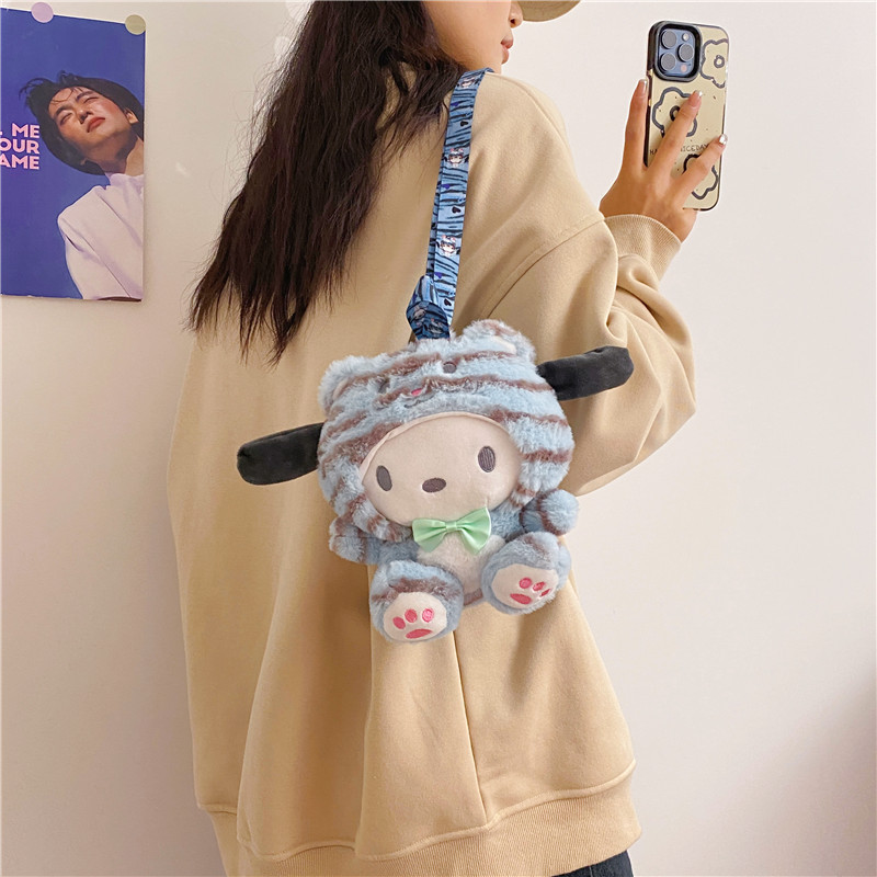 22cm Kawaii Cinnamoroll Sanrio Plush Bag My Melody Anime Backpack cute Cat Shoulder Bags Purin Dog Plush Backpack For girls Kids