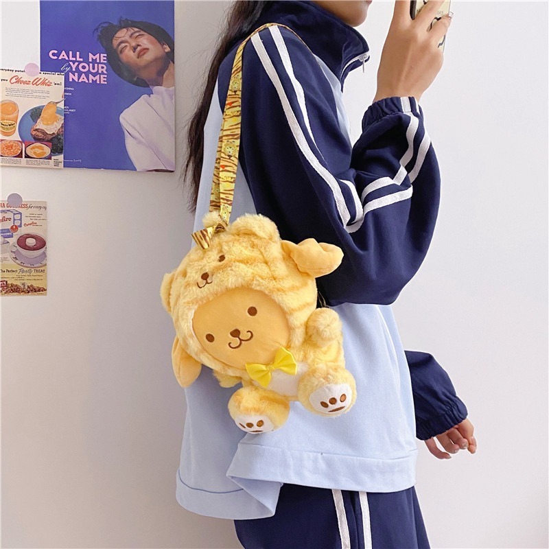 22cm Kawaii Cinnamoroll Sanrio Plush Bag My Melody Anime Backpack cute Cat Shoulder Bags Purin Dog Plush Backpack For girls Kids