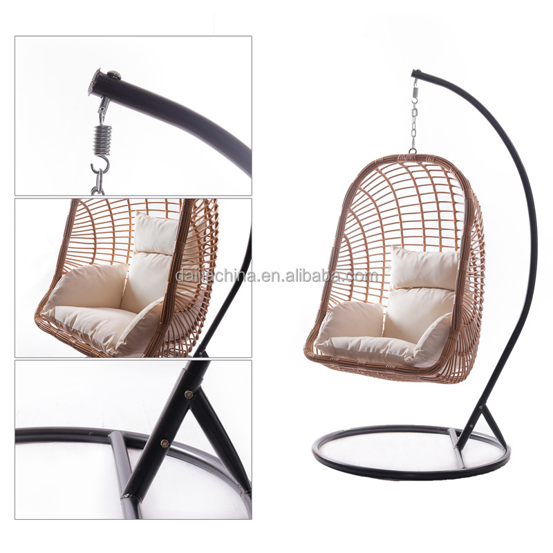 Daijia China Egg rattan Outdoor chairs furniture wrought iron patio swing for bedroom living room