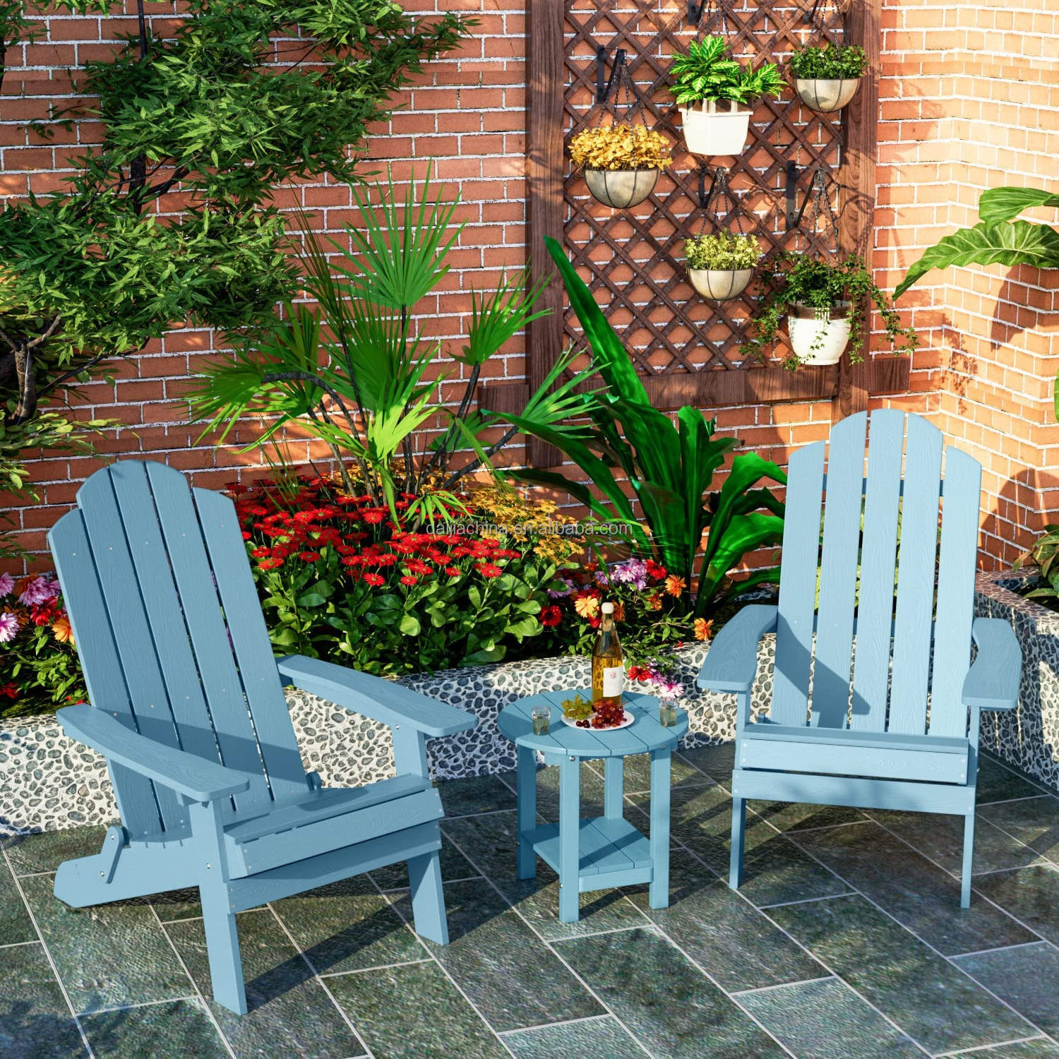 Adirondack Chair with Cup Holder Weather Resistant 1 Chair Patio Plastic