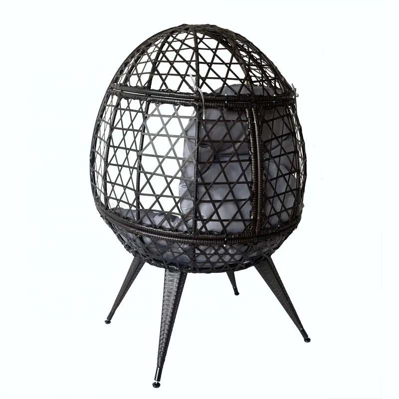 Daijia Outdoor Patio Wicker Swing Standing Egg Folding Hanging Rattan Chair