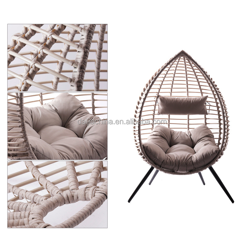 Daijia egg leisure outdoor indoor rattan egg chair with removable leveling feet