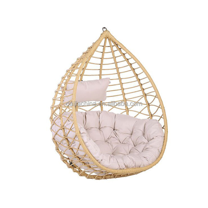 Nice Design Swing Rattan Egg Shape Chair Durable Outdoor Rattan Furniture Wicker Hanging Egg Chair with Stand by Swimming Pool