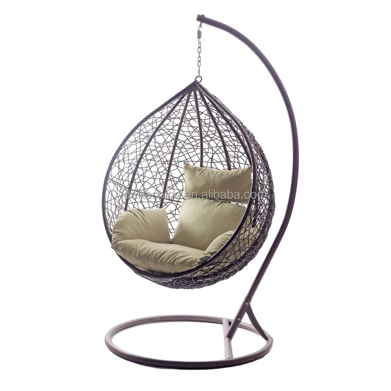 Daijia Egg Shaped Single Seater Hanging  kids Swings Patio Chair With Cushion