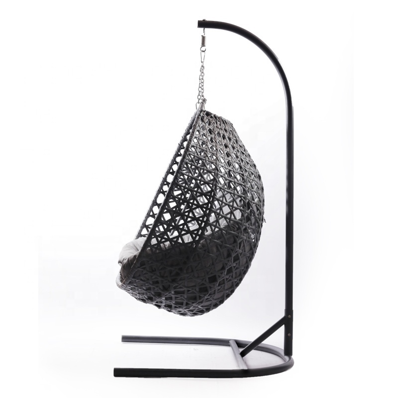 Daijia Modern Hammock Rattan Hanging  Patio Swing Egg Chair with Metal C-Stand