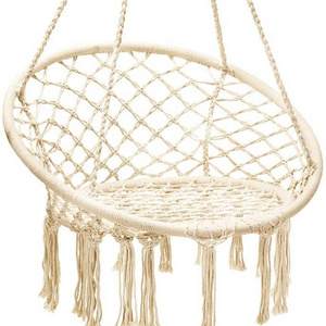 Portable hammock Chair Hanging Chair Swing with Soft Cushion & Durable Hanging Hardware Kit, 100% Cotton Rope