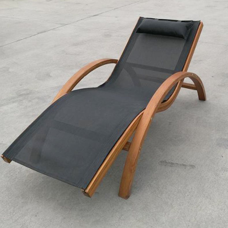 Daijia Hot Sale teak wave shaped sun lounger rocking chair with head cushion swings chairs