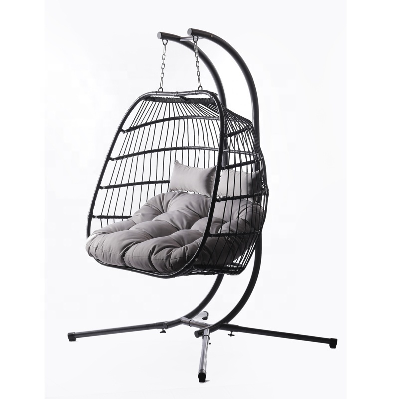 DAIJIACHINA foldable swings modern outdoor garden rope wicker rattan hanging chairs new arrival 2 seater  furniture