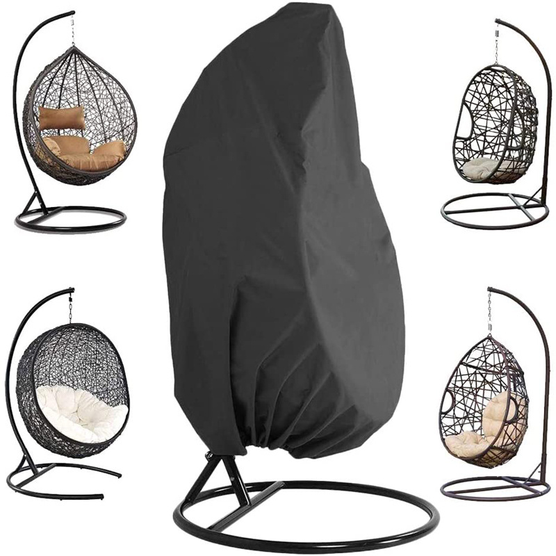 Patio Hanging Chair Cover Waterproof Heavy Duty Wicker Egg Swing Chair Covers with Zipper Garden Furniture Cover (Bla