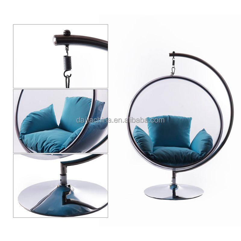 360-degree Turn-around Acrylic/PP Bubble Swing Chair with 304 stainless steel Stand