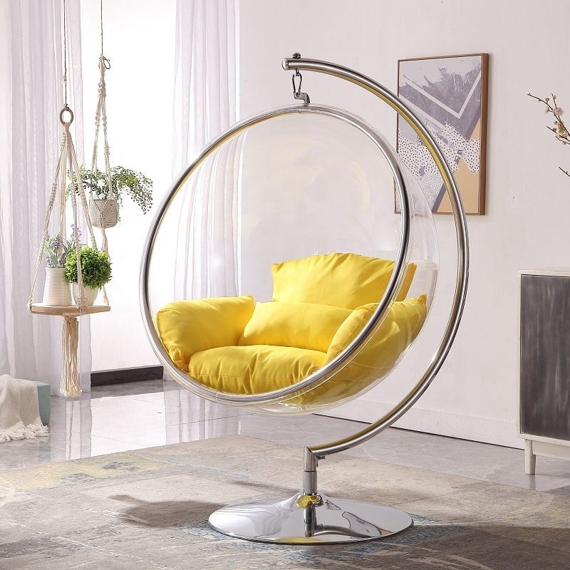 360-degree Turn-around Acrylic/PP Bubble Swing Chair with 304 stainless steel Stand