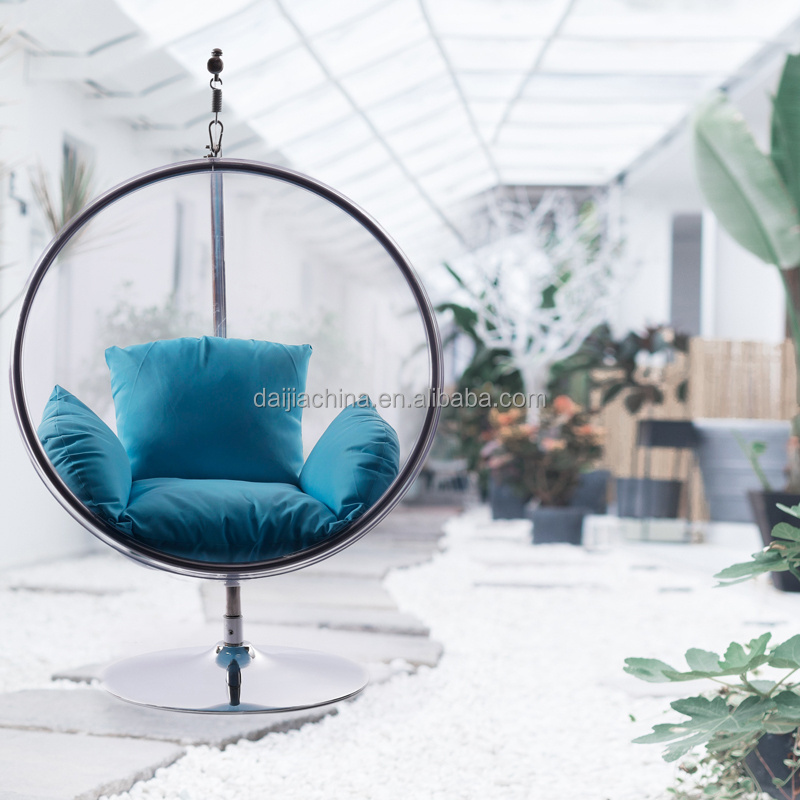 360-degree Turn-around Acrylic/PP Bubble Swing Chair with 304 stainless steel Stand