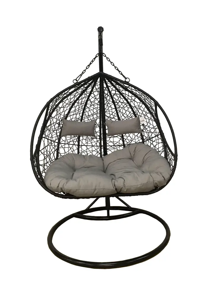 Daijia Double Outdoor  Hammock Patio Garden Swings Rattan Egg-Shaped Chair