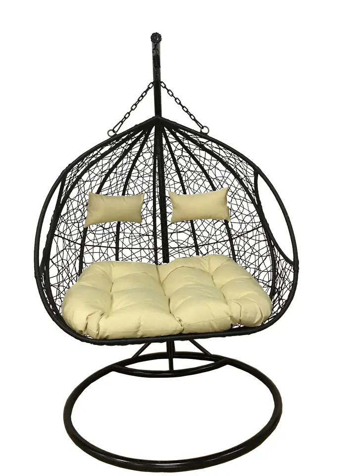 Daijia Double Outdoor  Hammock Patio Garden Swings Rattan Egg-Shaped Chair