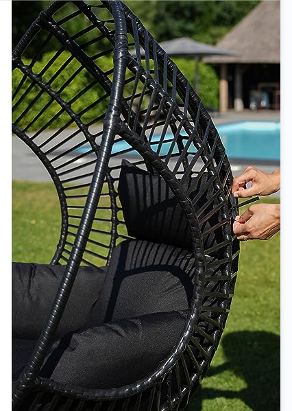 Daijia Patio Wicker Leisure Hanging Hammock Lawn lounger Chair KD Folding Swing Chair