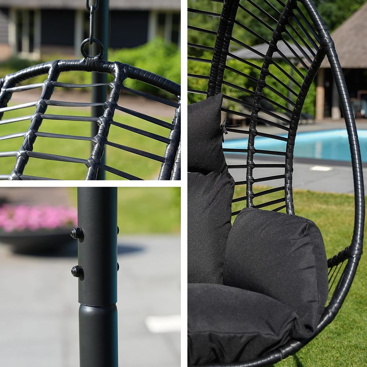 Daijia Patio Wicker Leisure Hanging Hammock Lawn lounger Chair KD Folding Swing Chair