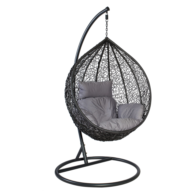 Outdoor Hanging Rattan Wicker swings with soft Cushion Mental Tree Rattan Chair for Relaxation