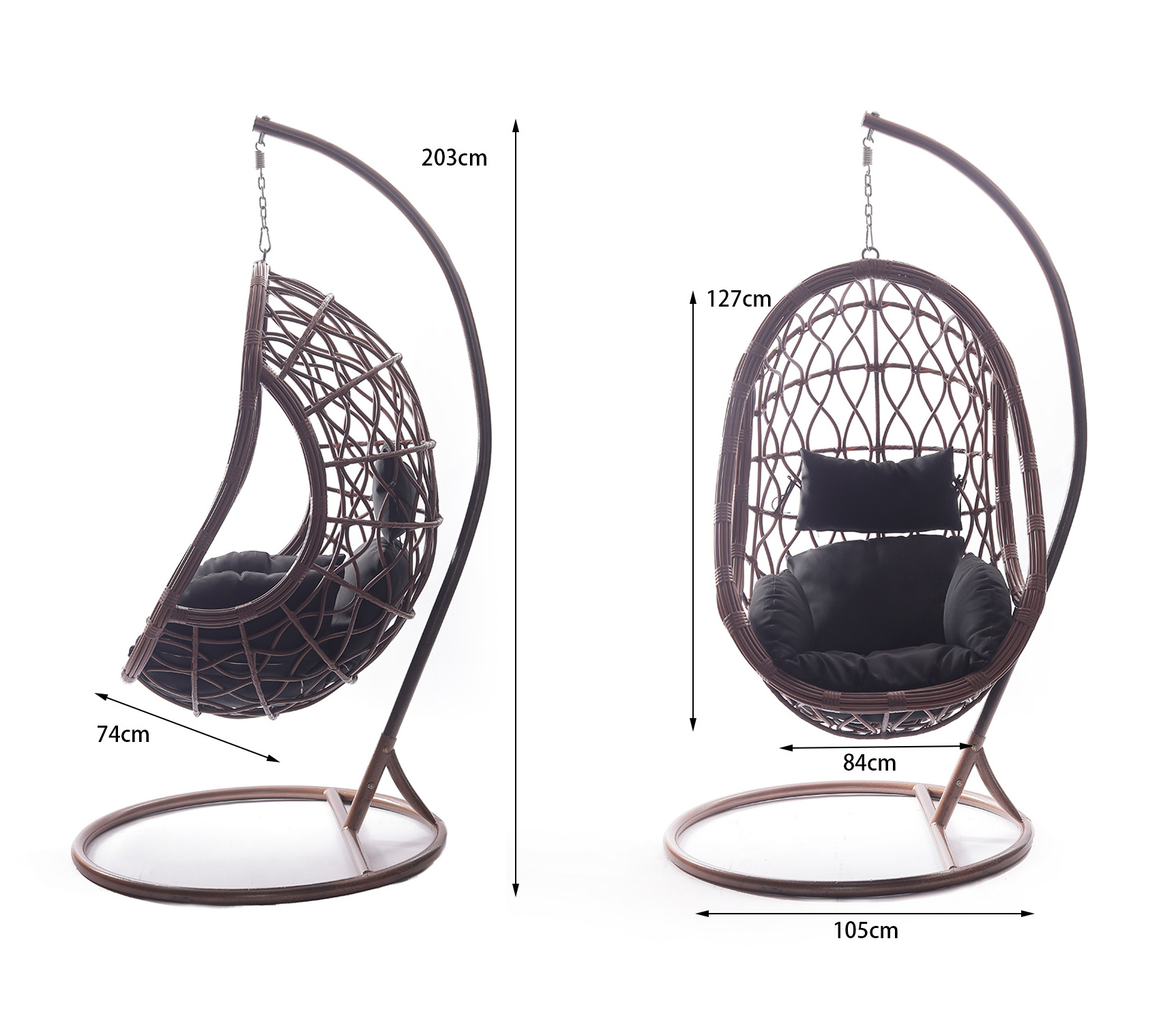 Hanging Chair Cushion With Stand Patio Garden Swing Egg Chair Wicker Rattan Hammock