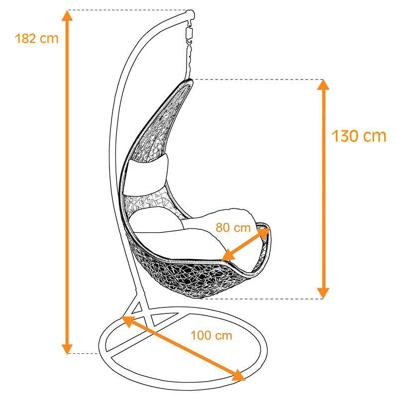 Outdoor Wicker Plastic Half Moon Swing Lounge Chair Patio Swing Chair With Frame