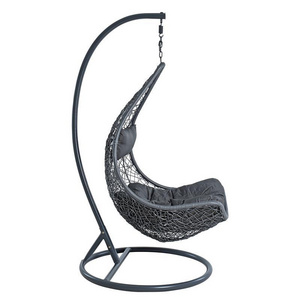 Outdoor Wicker Plastic Half Moon Swing Lounge Chair Patio Swing Chair With Frame