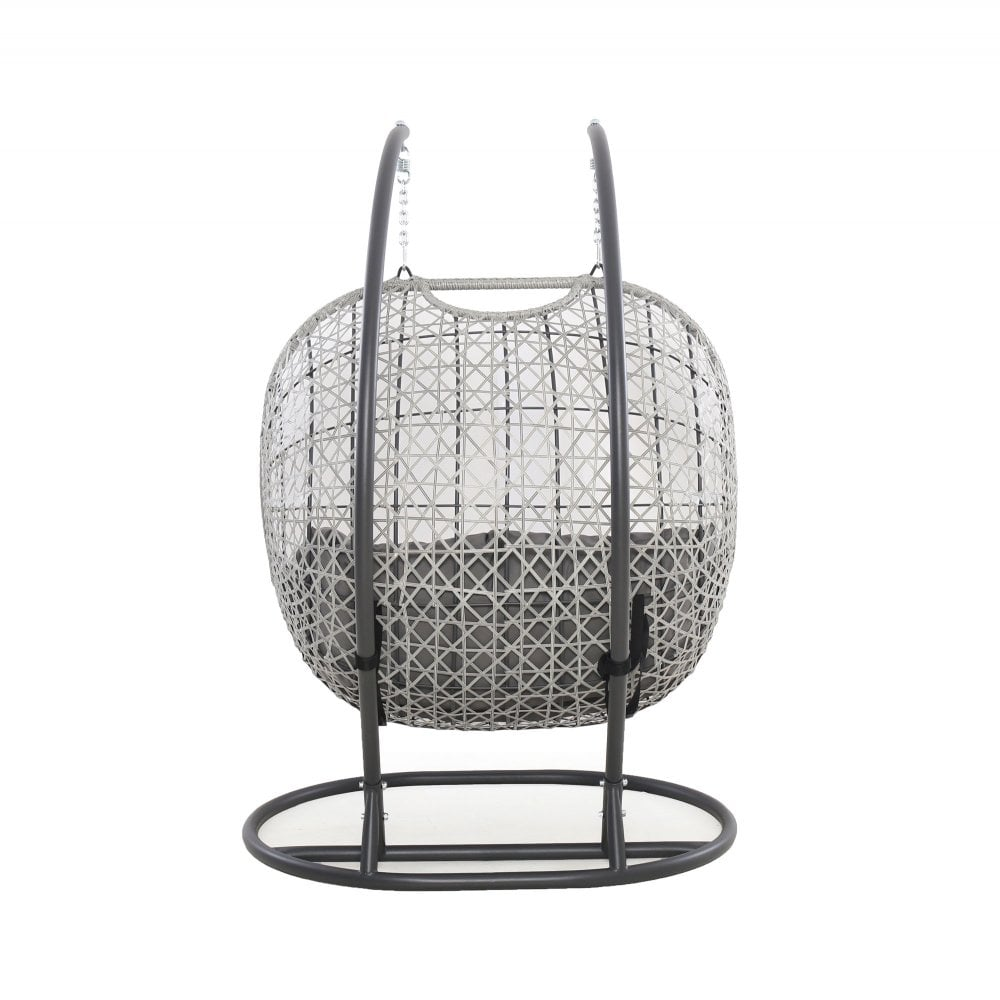 Wicker 2-Seater Swings Oversize Basket Chairs with Strong Frame Modern Garden Double-Seat Hanging Chair Rattan Outdoor Furniture