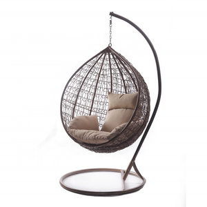 Daijia Indoor Outdoor Wicker Rattan Patio Basket Hanging  swing Cocoon Egg Chair