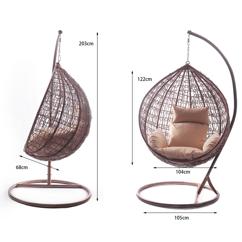 Daijia Indoor Outdoor Wicker Rattan Patio Basket Hanging  swing Cocoon Egg Chair