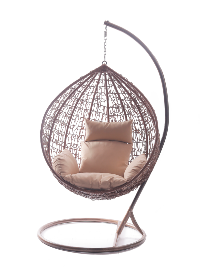 Daijia Indoor Outdoor Wicker Rattan Patio Basket Hanging  swing Cocoon Egg Chair