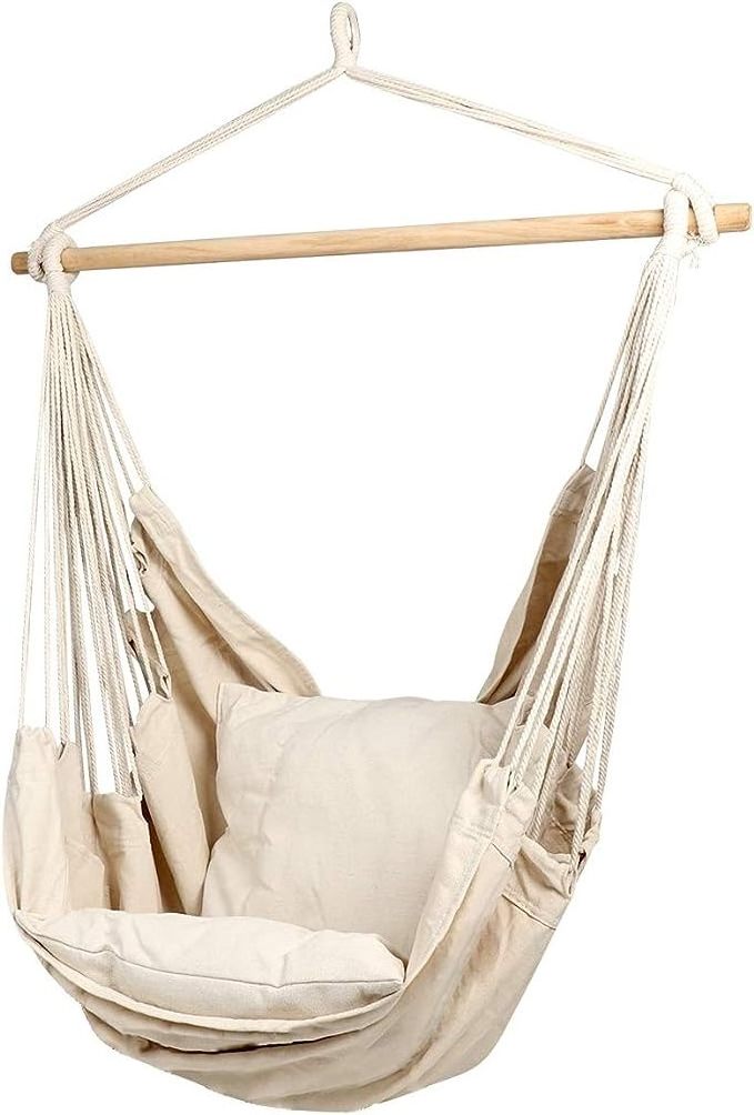 Portable Outdoor Fine Cotton Weave Hammock Chair Hanging Rope Ceiling Swing Chair