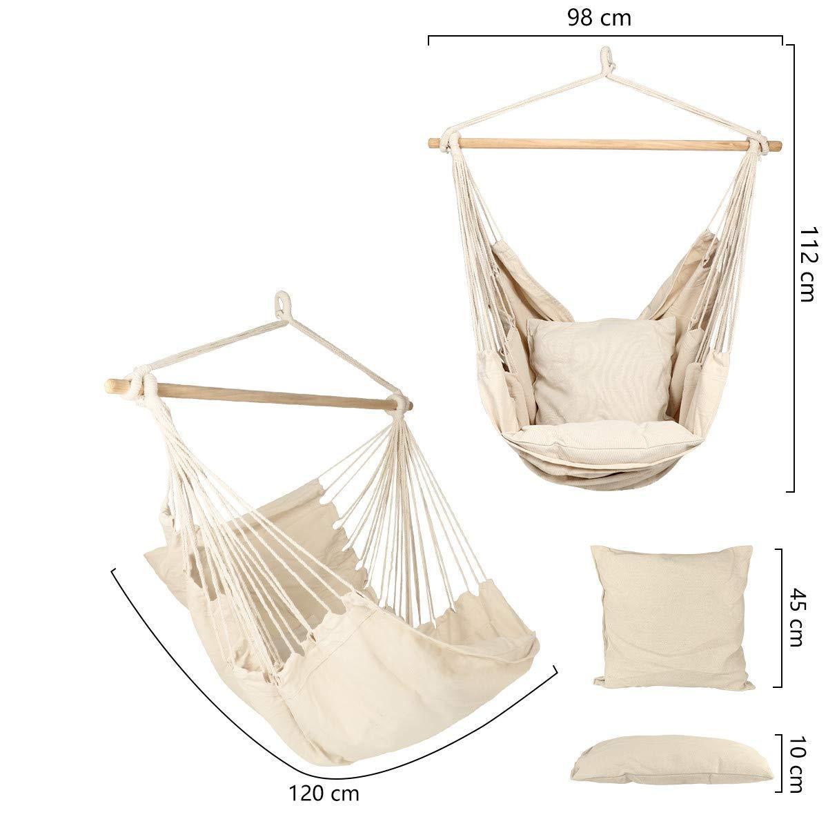 Portable Outdoor Fine Cotton Weave Hammock Chair Hanging Rope Ceiling Swing Chair