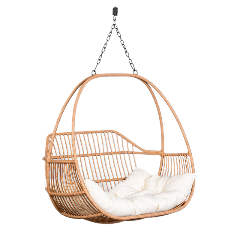 Outdoor Patio Garden 2 Person Rattan Double Hanging Hammock Wicker Egg Swing Chair