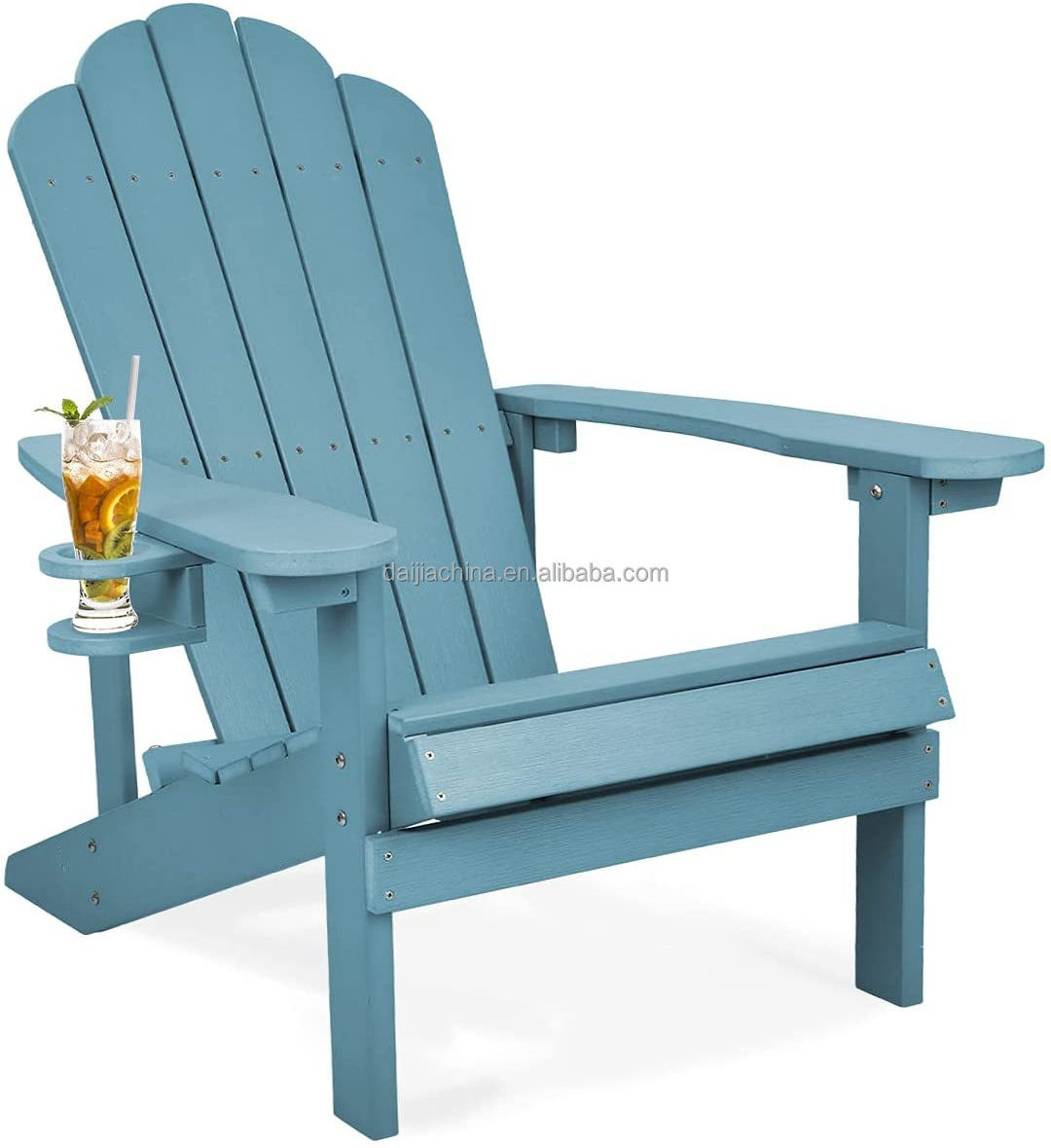 Adirondack Chair with Cup Holder Weather Resistant 1 Chair Patio Plastic