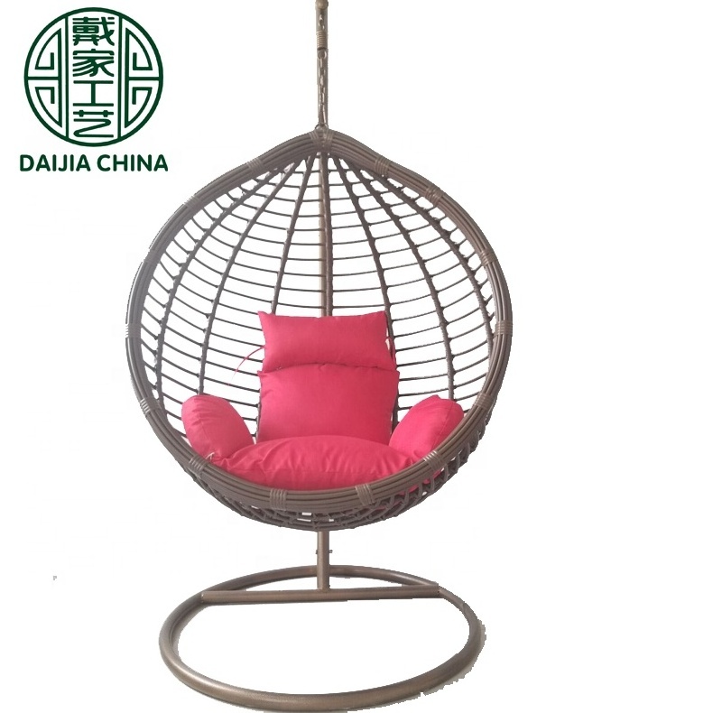 Outdoor swing chair with metal frame egg shape purple patio swings