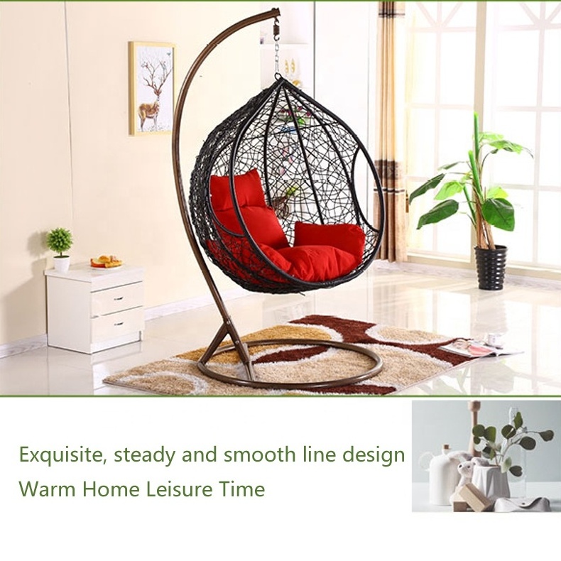 Outdoor/indoor Furniture Rattan Teardrop Swing Chair Stand Use Patio Garden Hanging Chair with Metal Plastic Rattan 150kg Weight