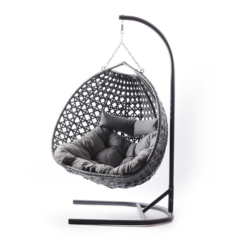 Daijia Modern Hammock Rattan Hanging  Patio Swing Egg Chair with Metal C-Stand