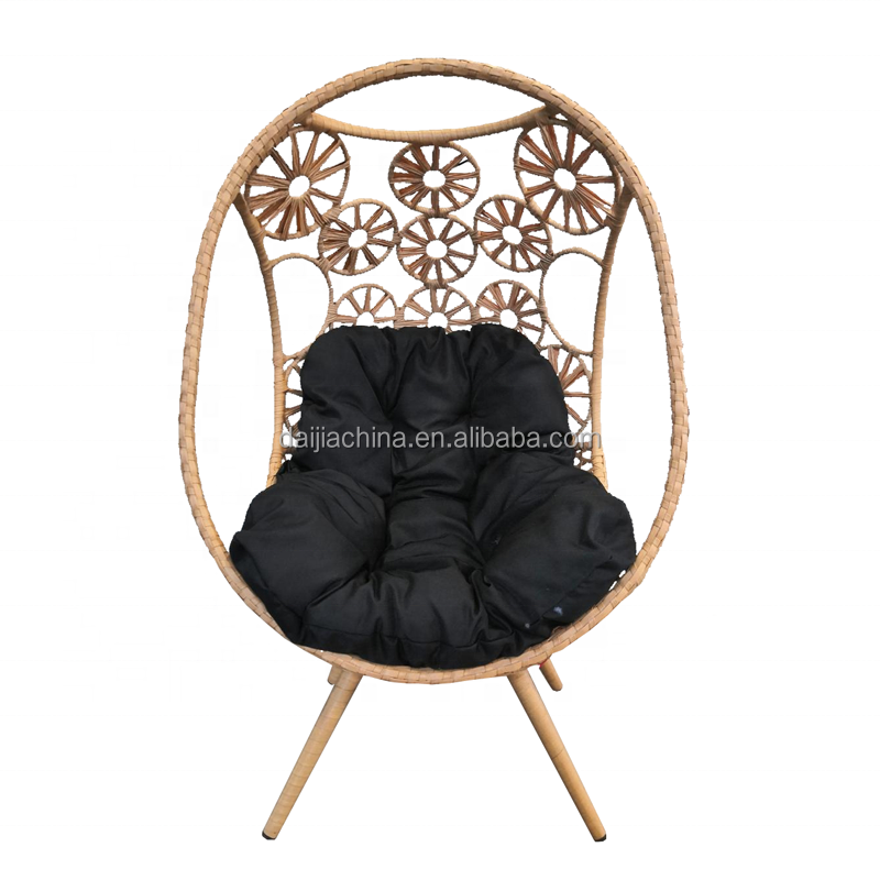 Daijia Amazo Hot Sale Rattan Hanging Egg Chair With Four Legs Stand Patio Swings