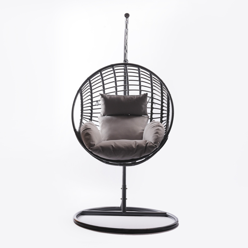 Balcony Furniture Hanging Egg Chair With Stand Wicker UKFR cushion Swing Chair