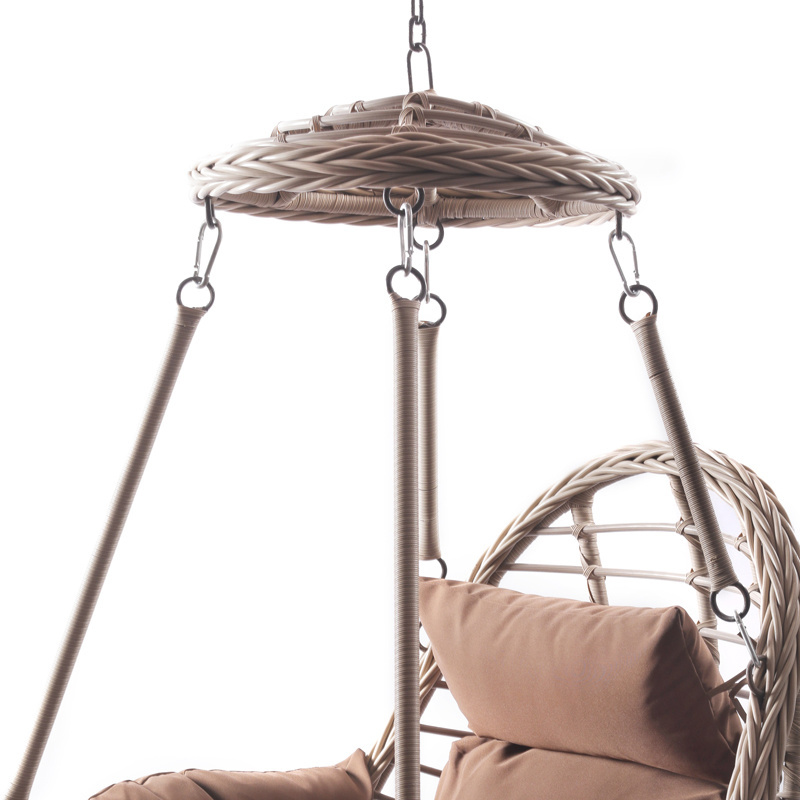 Stylish Garden Wicker Patio Rattan Relaxing Swing Hanging Chair with Metal Stand