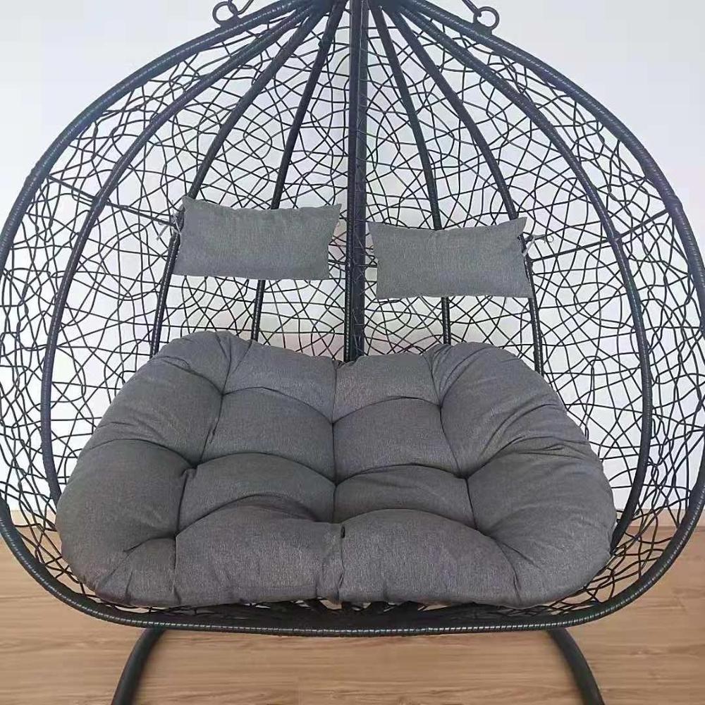 Double Seater Rattan Swing Chair for Patio Wicker Hanging Egg Basket with U Shaped Metal Stand Strong Swing Seat