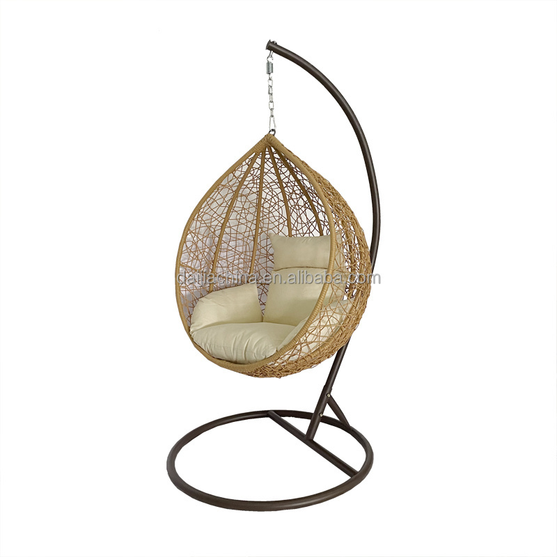 Daijia Egg Shaped Single Seater Hanging  kids Swings Patio Chair With Cushion