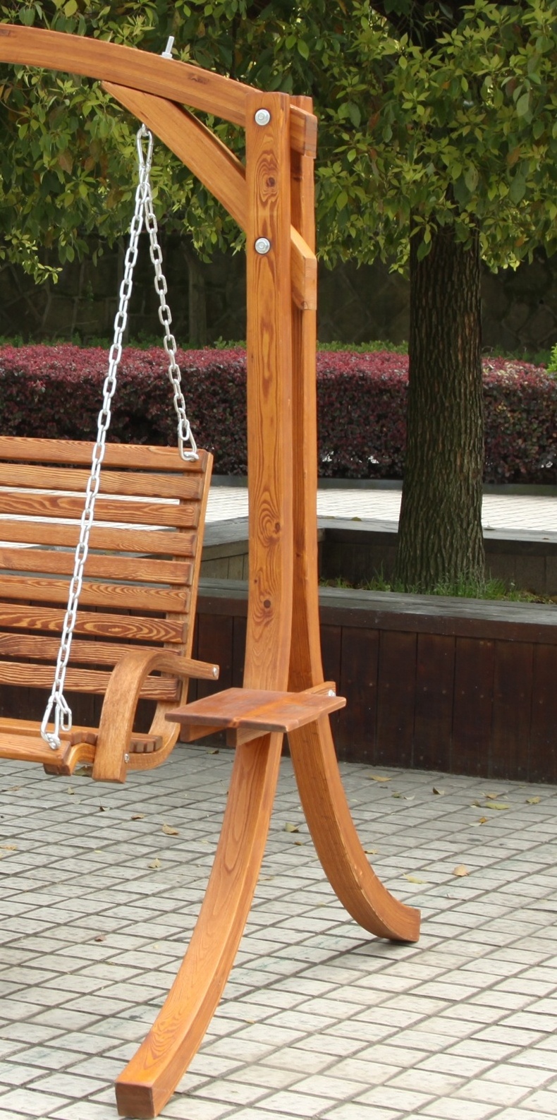 Factory Outdoor Wooden Swings Chair for Adults 2&3&4 Seat Chinese Swing with Wood Chair Outdoor Garden Outdoor Furniture Larch