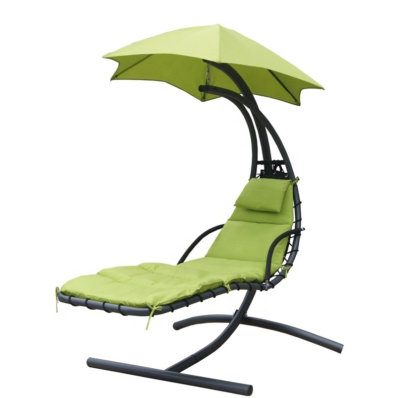 Outdoor Furniture Chaise Single Sun Lounger With Cushion Chair Metal Arc Stand hammock